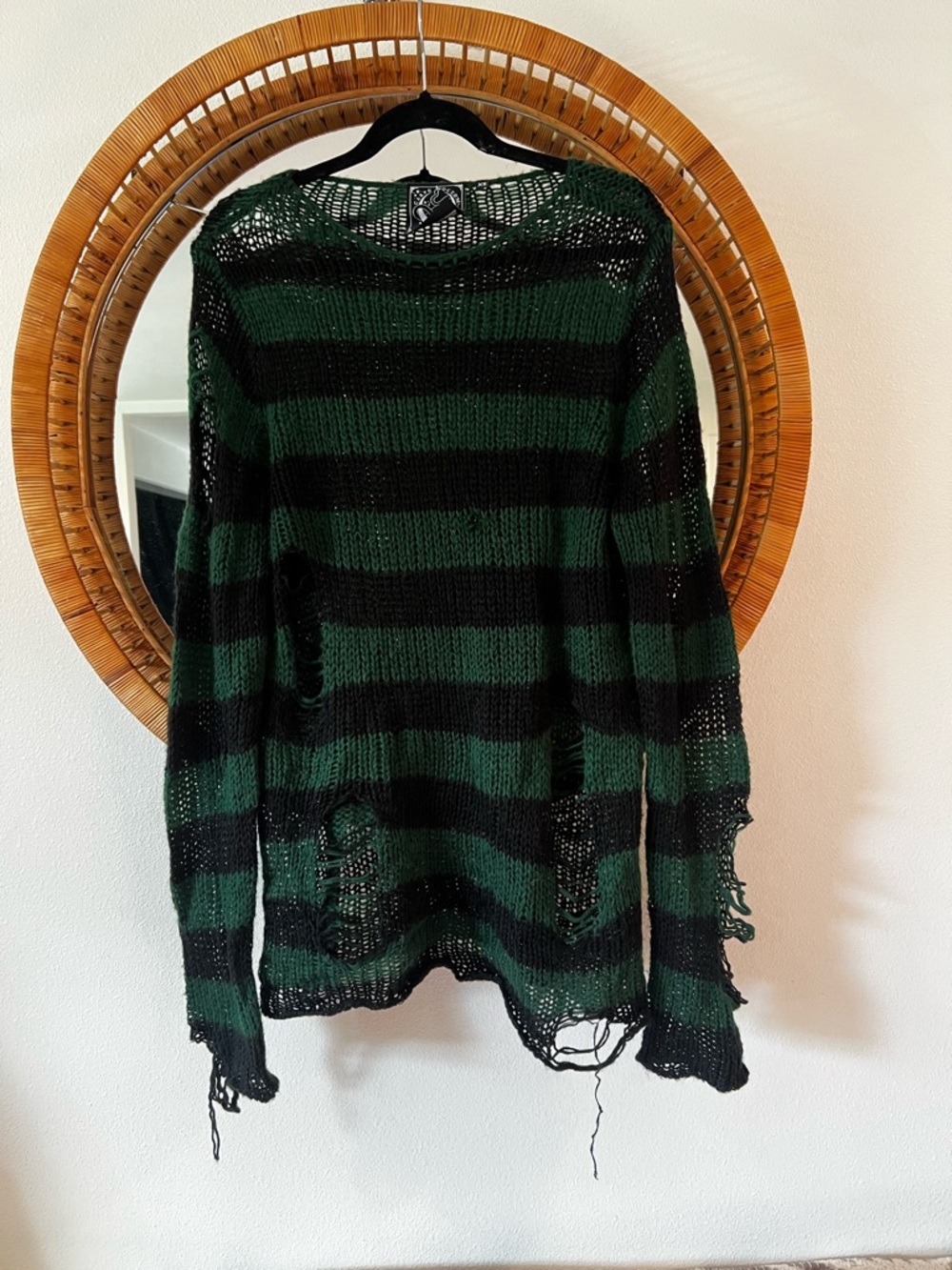 Distressed Strip Sweater